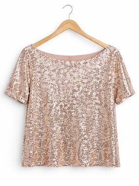 ANNA KACI | Peach Sequin Top – Women’s Small